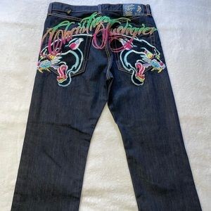 Authentic Limited Edition Christian Audigier Denim Jeans size 34x34